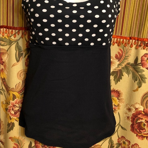 Black with White Polka Dot Workout Tank - Picture 2 of 8